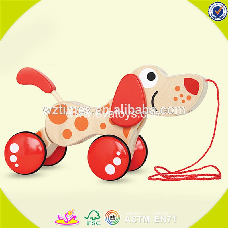 2018 wholesale kids wooden pull animal toy best children wooden pull animal toy W05B121
