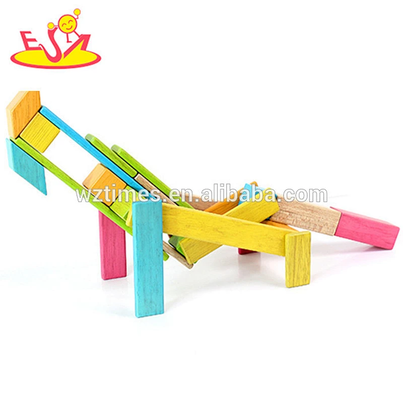 Wholesale creative diy assemble wooden magnetic tiles toy for children W03B045