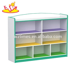 Wholesale customized wooden kids shelf , elegant and simple style wooden storage shelf toy for kids W08C212