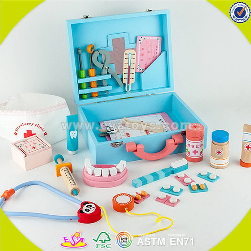 Top fashion educational kids wooden doctor toys for education W10D012