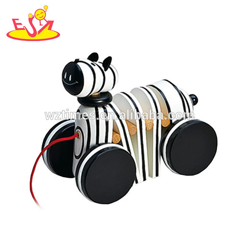 Wholesale fashion wooden children pull zebra car toy best design wooden pull zebra car toy W05B039
