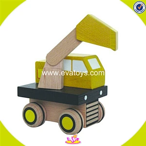wholesale cheap wooden mini yellow car toy for children W04A090