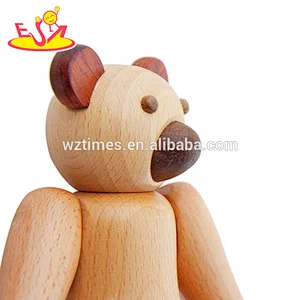 2018 Wholesale bear design activityable wooden doll toys wooden puppet toys for child W06D109