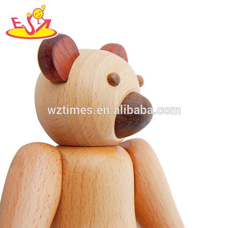 2018 Wholesale bear design activityable wooden doll toys wooden puppet toys for child W06D109