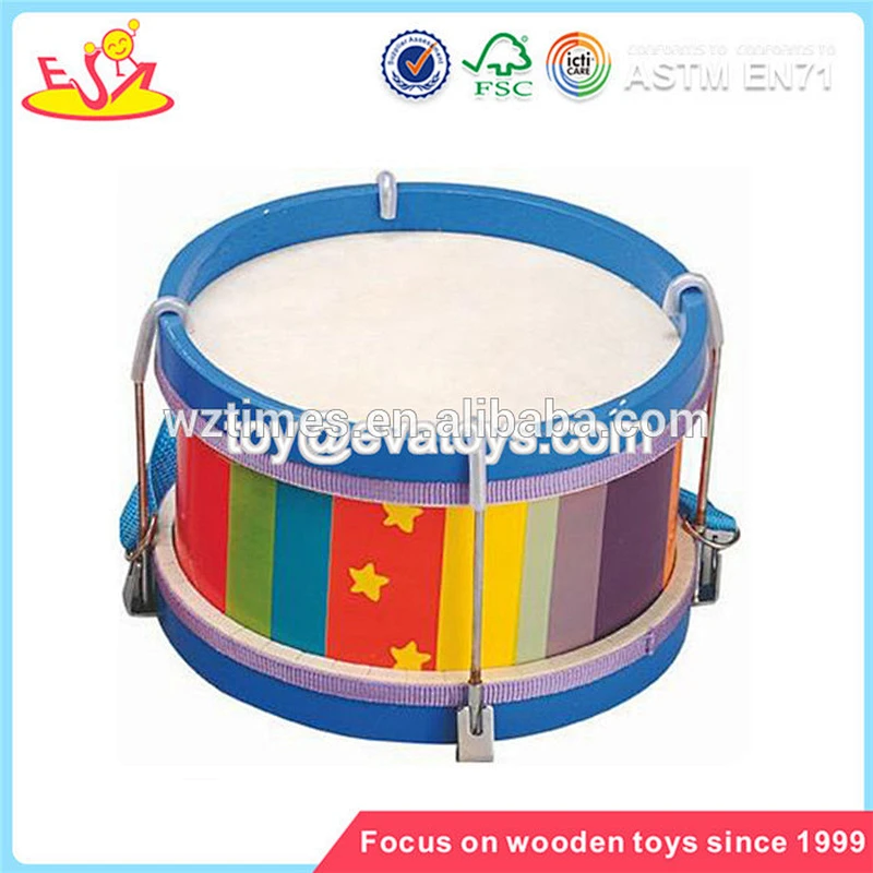 Promotional lovely kids wooden mini toy drum set with 2 sticks W07J040