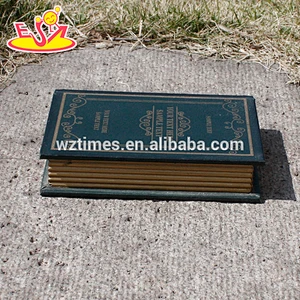 Wholesale classical wooden book shaped storage small box used for placing items W02A138