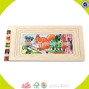 Wholesale educational jigsaw toy wooden vegetable theme multi-layers puzzle for kids W14A139