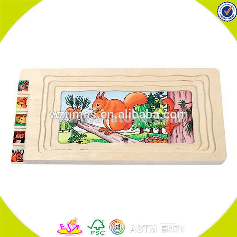 Wholesale educational jigsaw toy wooden vegetable theme multi-layers puzzle for kids W14A139