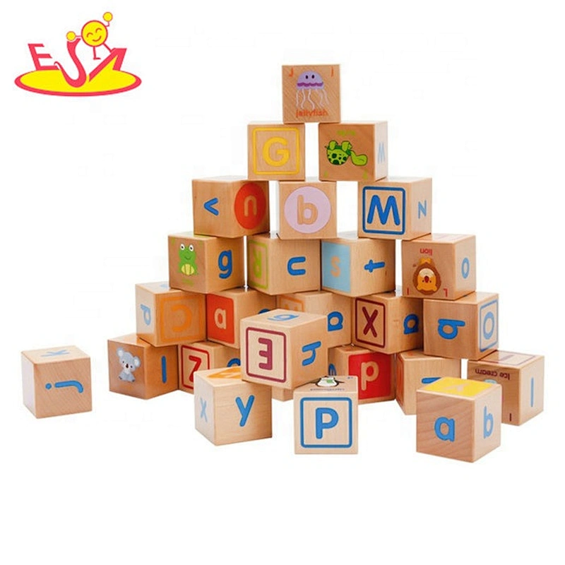 Wholesale 26 pcs early learning wooden alphabet puzzle blocks toy for children W13A138