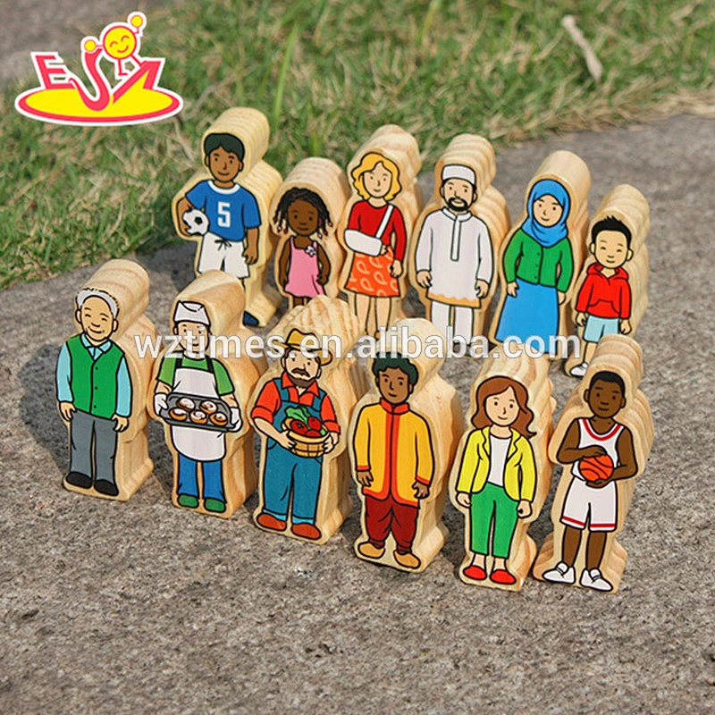 Wholesale early learning 42pcs wooden puppet doll toy hot sale wooden puppet doll toy for baby W06D067