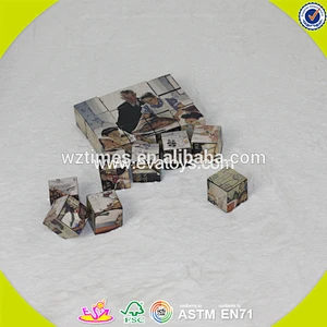 Wholesale baby wooden puzzle cube game for education W14F055