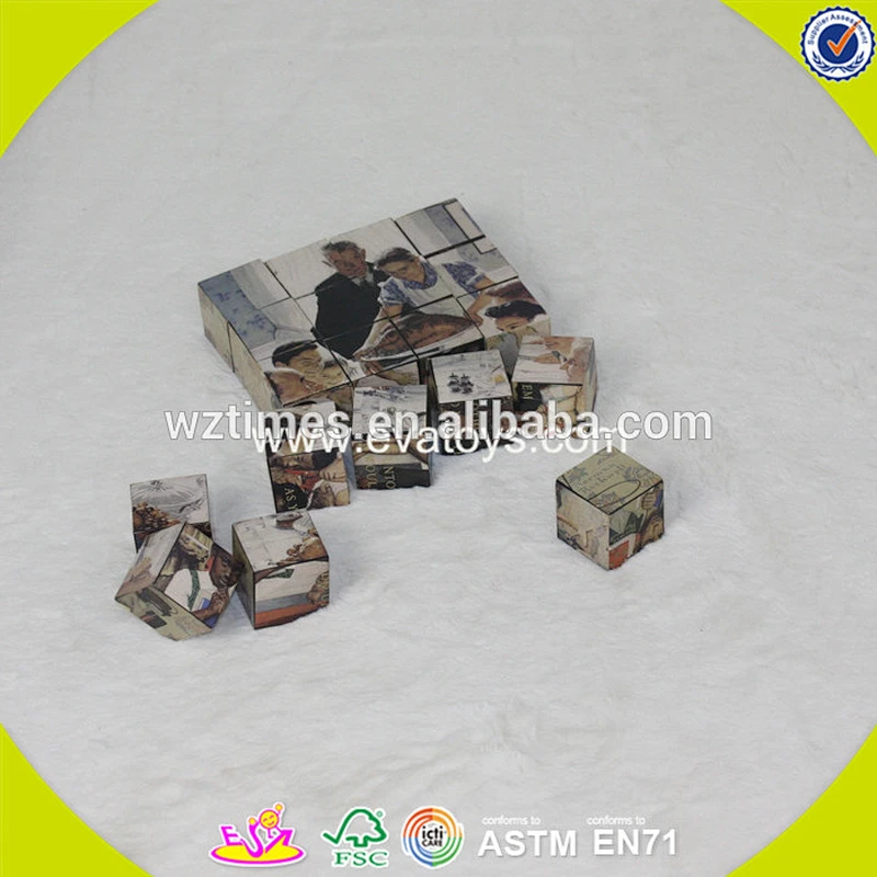 Wholesale baby wooden puzzle cube game for education W14F055