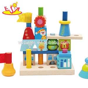 Wholesale 12pcs educational wooden building blocks toy for children W13A145