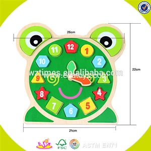 New hottest educational kids wooden toy clock with blocks W14K019