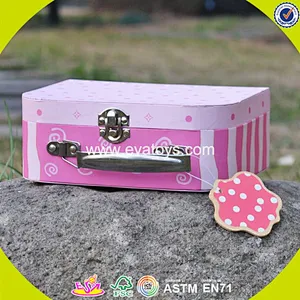 2018 new design lovely pink kids wooden toy box W08C171