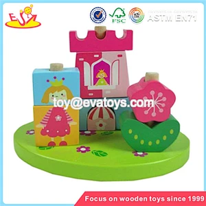Wholesale most popular wooden baby building blocks game colorful wooden building blocks game W13D048