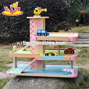high quality wooden toy car garage for toddlers W04C001