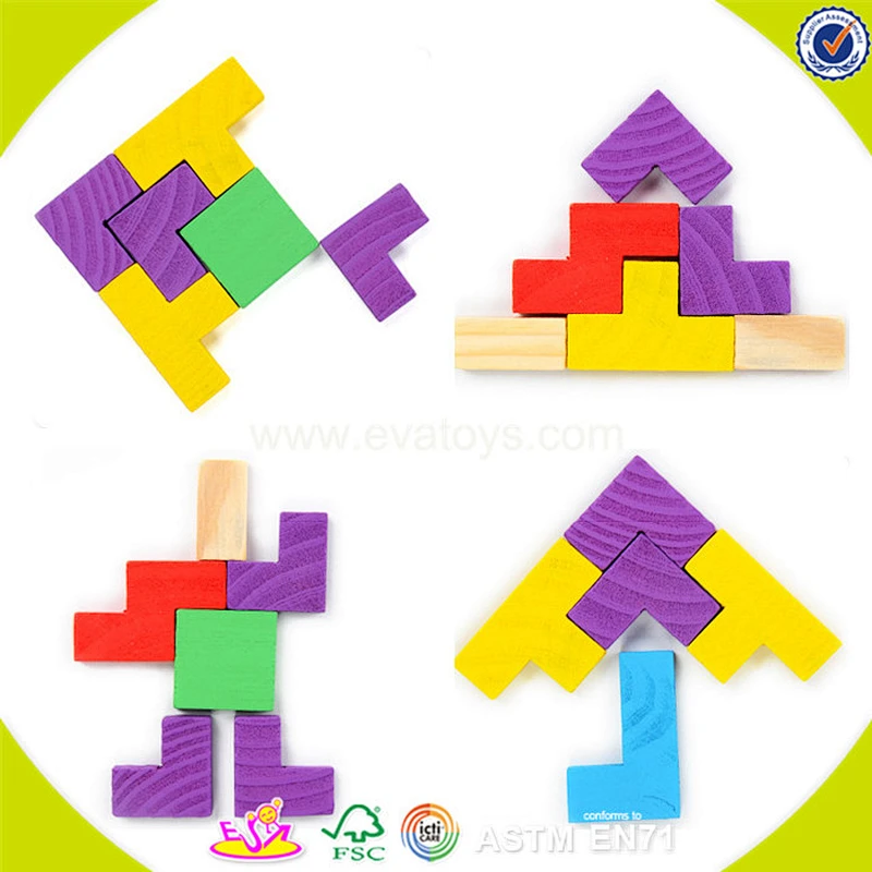 2018 Wholesale classic kids building toys wooden game tetris W14A169
