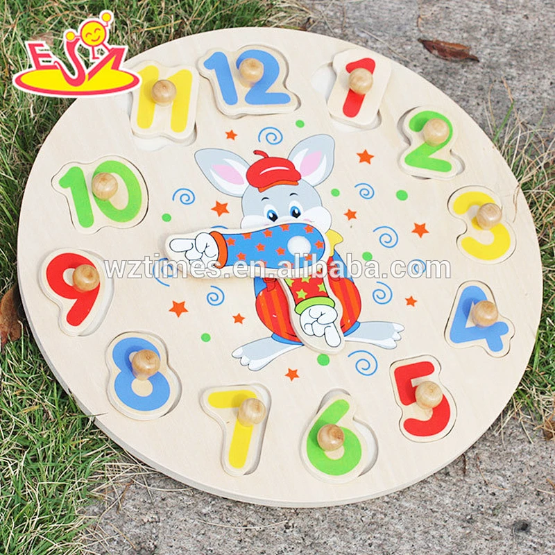 new fashion kids educational wooden clock toy for wholesale W14K001