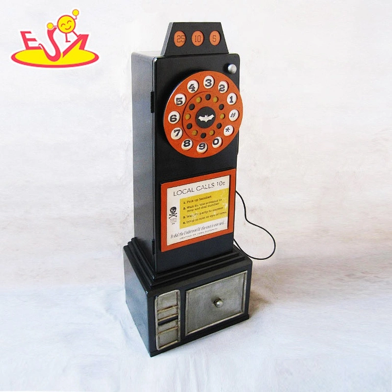Wholesale telephone shape wooden black wooden lockers for home decor W08C214