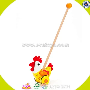 newest baby wooden animal pull toy cheap kids wooden animal pull toy W05A011