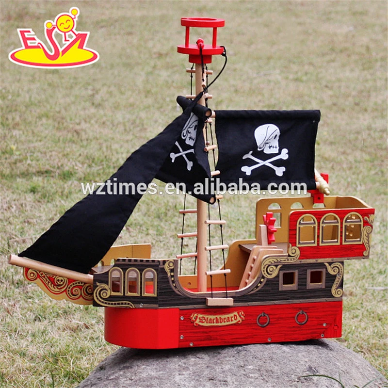 wholesale most popular boy pirate ship wooden toy for best baby W03B060-Z