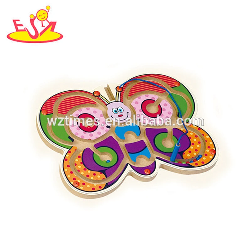 Venta al por mayor mariposa bebé educativo de madera laberinto juguete niños de madera laberinto juguete W11H001
