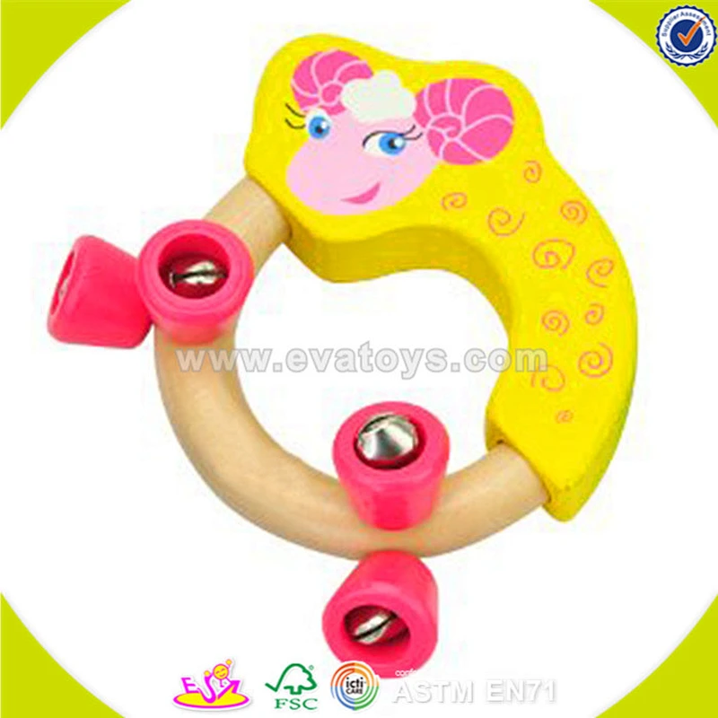 Wholesale children wooden musical hand bell toy popular teaching wooden hand bell toy W07I023