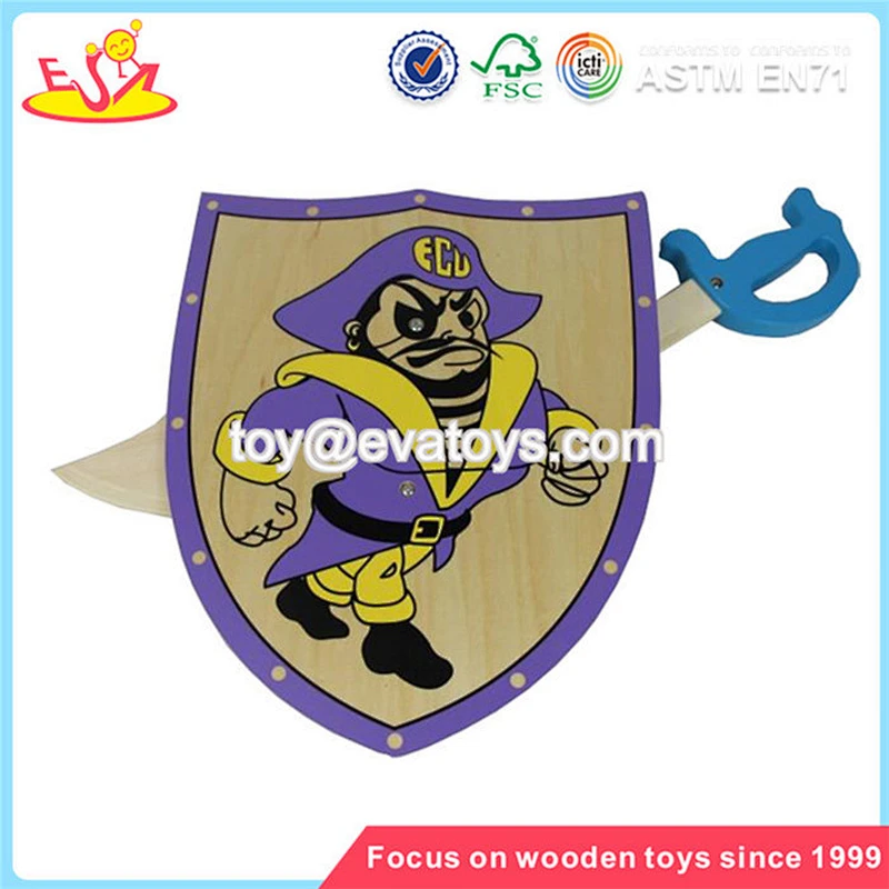 Wholesale new product wooden shield and sword toy popular kids wooden shield and sword toy W01B006