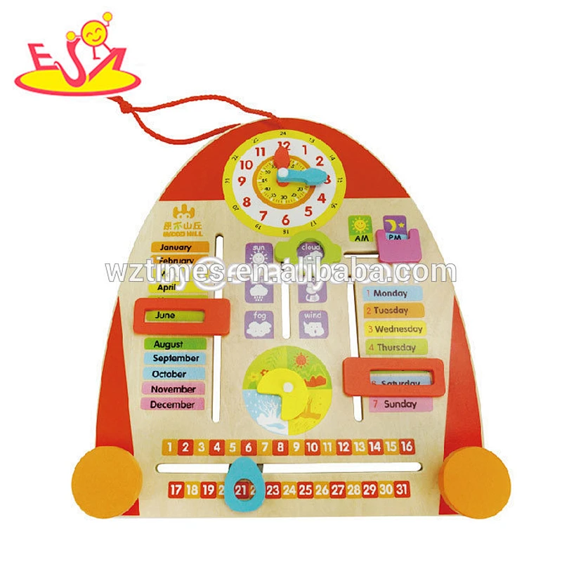 hottest sale kids early learning wooden calendar toy for children education W09F005