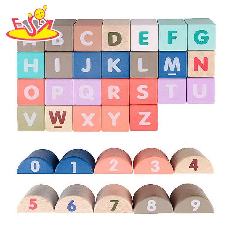2020 wholesale 115pcs wooden alphabet stacking blocks for kids W13A200