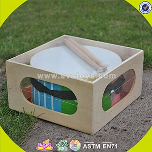 wholesale top sale wooden music drum toy,child Music drum set toy,wonderful wooden drum toy toy W07J033