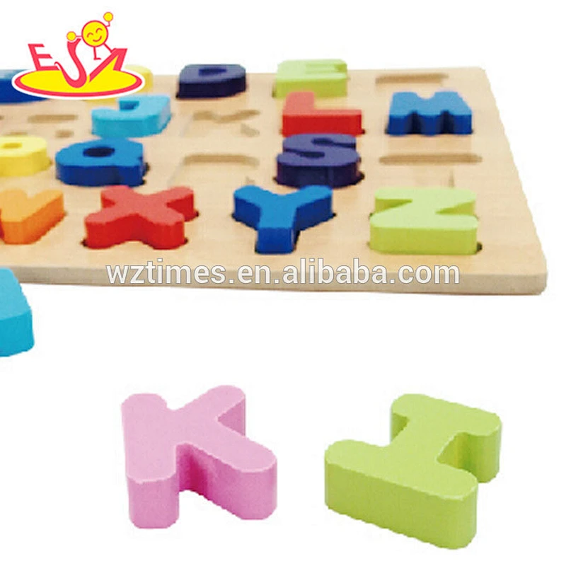 Wholesale high quality english educational wooden letters puzzle toy for children W14B068
