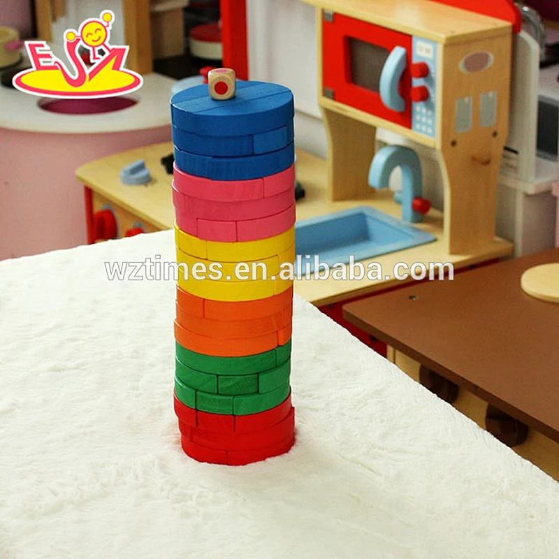 wholesale colorful baby stacking blocks wooden promotional bricks toy top fashion wooden baby stacking blocks toy W13D119