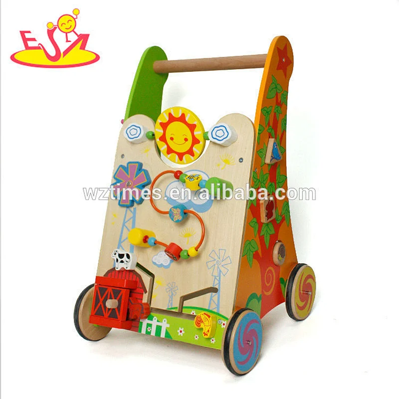 Most popular activity play wooden baby push walker with multi-function W16E084