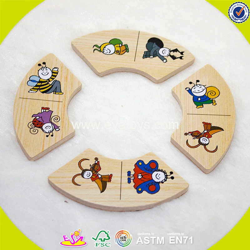 Wholesale fashionable kids wooden domino toy with oem W15A055