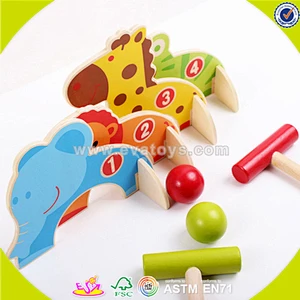 wholesale new cute kids wooden golf toy,Lovely animal design wooden golf toy,Top quality funny wooden golf toy W01A066