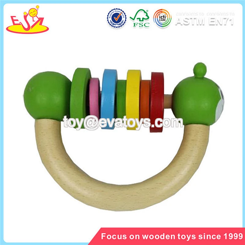 Wholesale beautiful design wooden baby rattle hottest wooden baby musical toy rattle W08K002