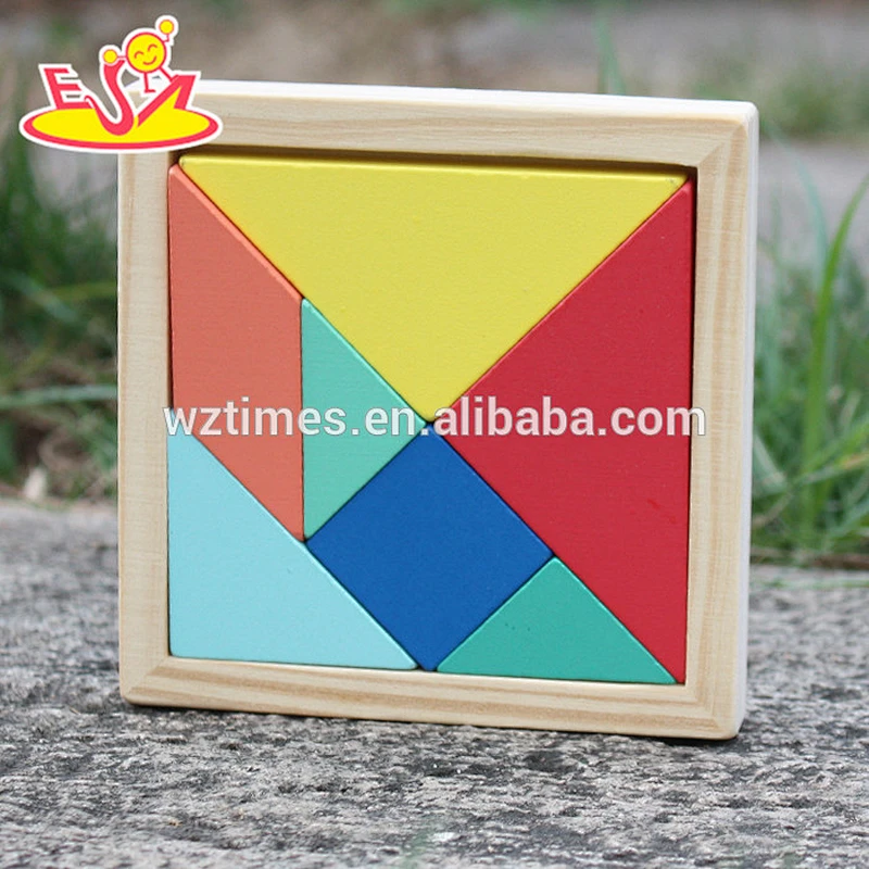 2018 Neues Design 7 Stücke Baby Holz Tangram Puzzles lustige Kinder Holz Tangram Puzzles beste Kinder Tangram Puzzles W14A178