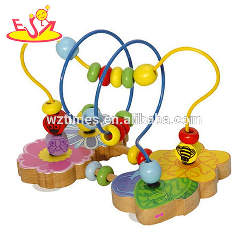 Wholesale wooden beads cube colorful wire labyrinth toy for kids WJ278242