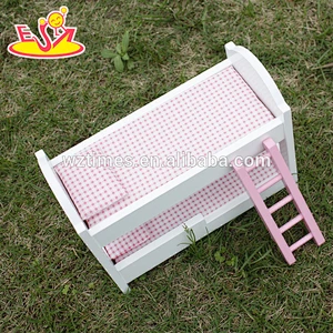 new design kids miniature wooden toy bed for pretend play W06B046