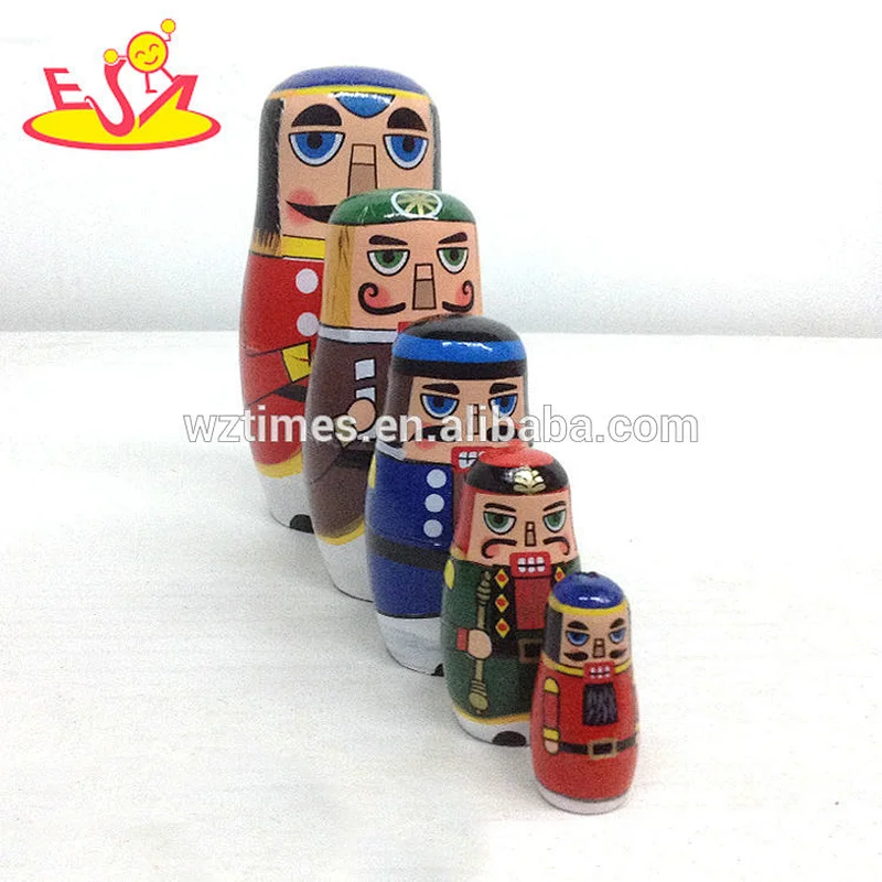 2018 Wholesale cheap nesting doll sets best wooden crafts gifts for kids W06D094
