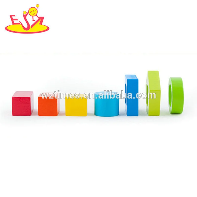 wholesale preschool teaching set wooden geometric blocks baby toys W12F025