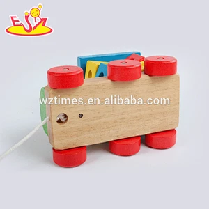 2018 venta al por mayor bebé bloque de madera tren divertido niños bloque de madera tren popular niños bloque de madera tren W05C072