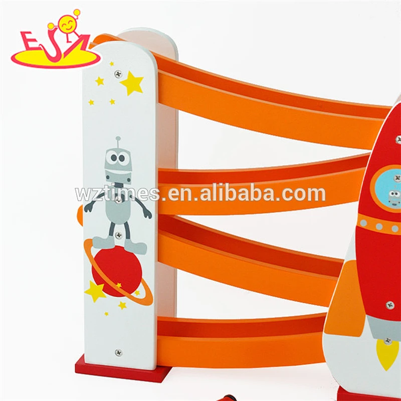 Wholesale mini car ramp wooden car slide rail toy for children W04E057