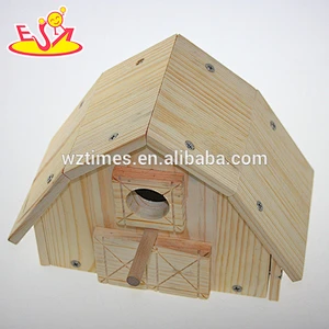 Wholesale high quality wooden bird house natural outdoor hanging wooden bird house W06F012