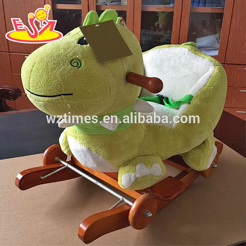 2018 New design baby wooden rocking horse dog wholesale cheap kids wooden rocking horse dog with music W16D104