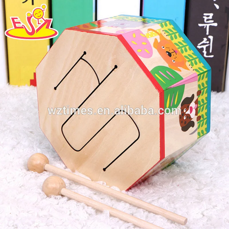 Wholesale unique creative music learning wooden children drum toy W07J041