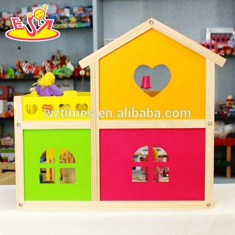 2018 wholesale kid wooden doll house family cheap baby wooden doll house family children wooden doll house family W06A157
