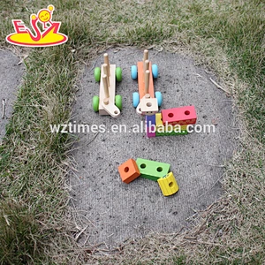 wholesale educational wooden kids train toy block set for sale W05C043
